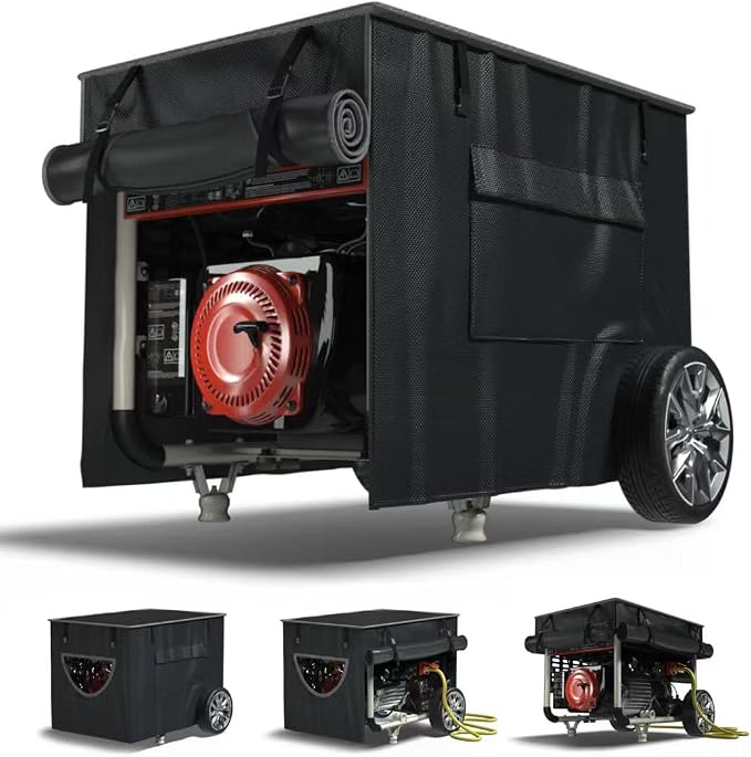 Runtime Generator Cover, 100% Waterproof Generator Cover, Double Layer Design, All Weather Use, Extra Heavy Duty 600D Water Resistant Polyester Tarp, 32"x24"x24", Tear-resistant, black.