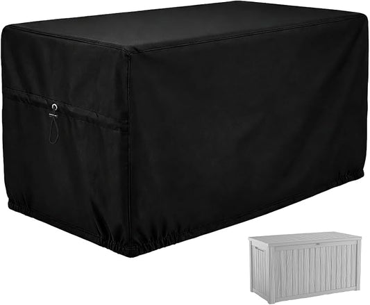 SheeChung Deck Box Cover Waterproof,Patio Storage Box Cover(52"Lx26"Wx26"H) | Heavy Duty 600D Polyester Oxford Cover,Fits Compact Deck Boxes,Adjustable Drawstrings,Anti-fouling