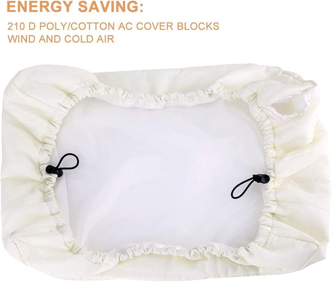 COSFLY Indoor Air Conditioner Cover, Window AC Cover, 21”L x 15”H x 3”D | For Inside, Double Insulation, All-Weather Draft Protection, Elastic Drawstring, Beige