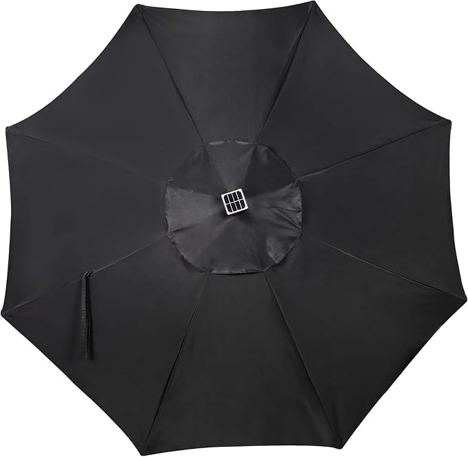 Blissun 9 ft Solar Umbrella, 32 LED Lighted Patio Umbrella, Table Market Umbrella, Outdoor Umbrella for Garden, Deck, Backyard, Pool and Beach (Black)