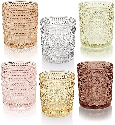 24 pcs Fall Votive Candle Holders, 6 Colors 3 Patterns Tealight Candle Holders for Wedding Table Centerpiece Birthday Party Decoration by SHMILMH