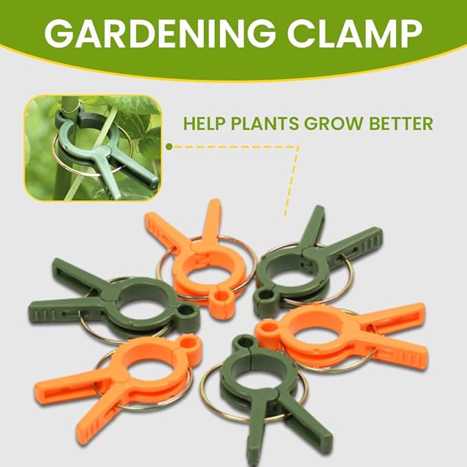 Plant Clips, 2026 Upgrade Plant Support Clips Reusable Garden Clips, Secured Plastic Plant Clips, Tomato Trellis Clips Plant Vine Fixing Clips for Climbing Plants Indoor Outdoor (Orange*12)