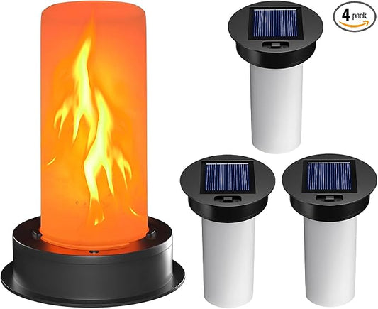 4 Pack Solar Light Replacement Top with Flickering Flame, Waterproof Solar Light Parts for Hot Air Balloon Lanterns (Fits 2.87 to 3.35 Inch Openings) Replacement Kit for Outdoor Decor Garden Patio