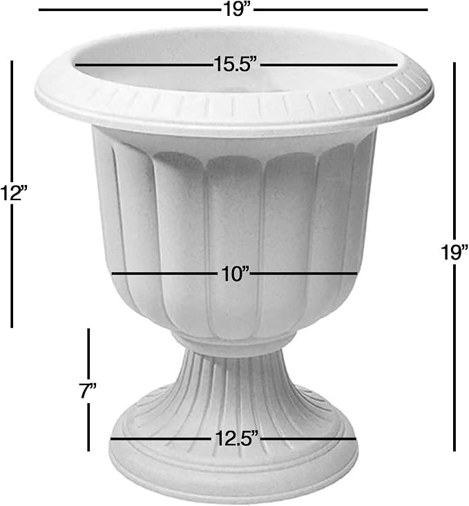 Novelty Classic Urn Garden Pot/Planter, Plastic ( Pack of 2) (Stone, 19")2