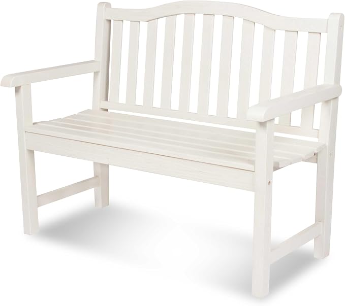 Shine Company 4212EW-142 Belfort II Garden Patio Bench | Outdoor Wood Bench – Light Ivory