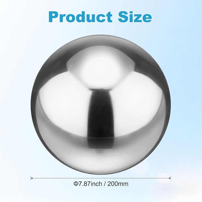 M METERXITY 1-Pack Garden Gazing Globes Ball 8 Inch 201 Stainless Steel Hollow Mirror Reflective Floating Ball for Garden/Pond/Home/Yard Outdoor Decoration [Silver]