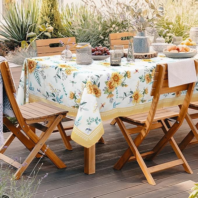 Outdoor Tablecloth with Umbrella Hole Lemon Print Outdoor Table Cover, Windproof & Easy Install Patio Tablecloth for Picnic, Garden, Backyard & Summer Parties 60 x 84 in