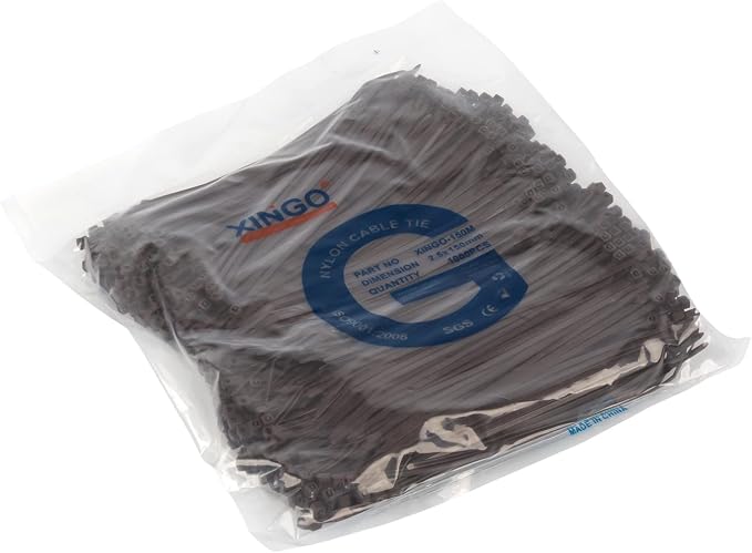 XINGO 1000 PCS 6 inch Brown Zip Ties, 18lb Strength, Small Tie Wraps Self-Locking Nylon Zip Ties for Indoor and Outdoor Use