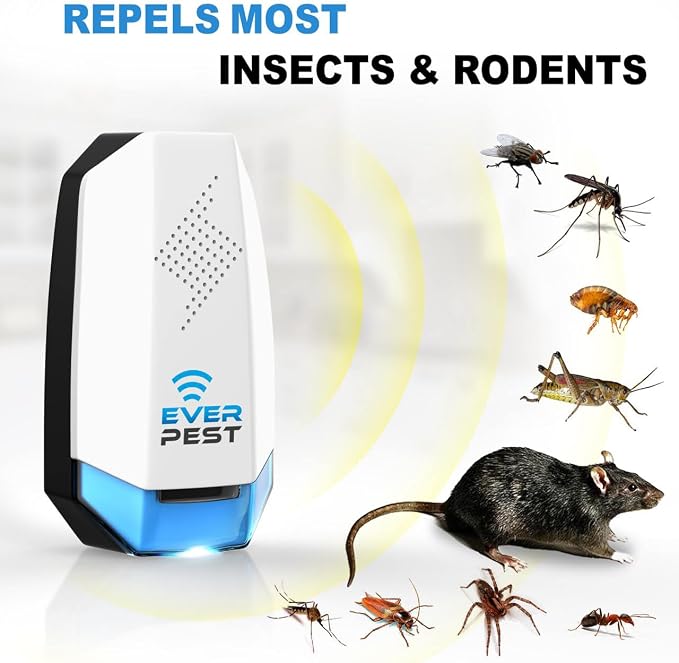 Ultrasonic Pest Repeller Control Plug in 2 Pack- Electronic Insect Defender - Roach Bed Bug Mouse Mosquito - Indoor Reject - for Cockroach Ants Mice Fly Rat Bedbug