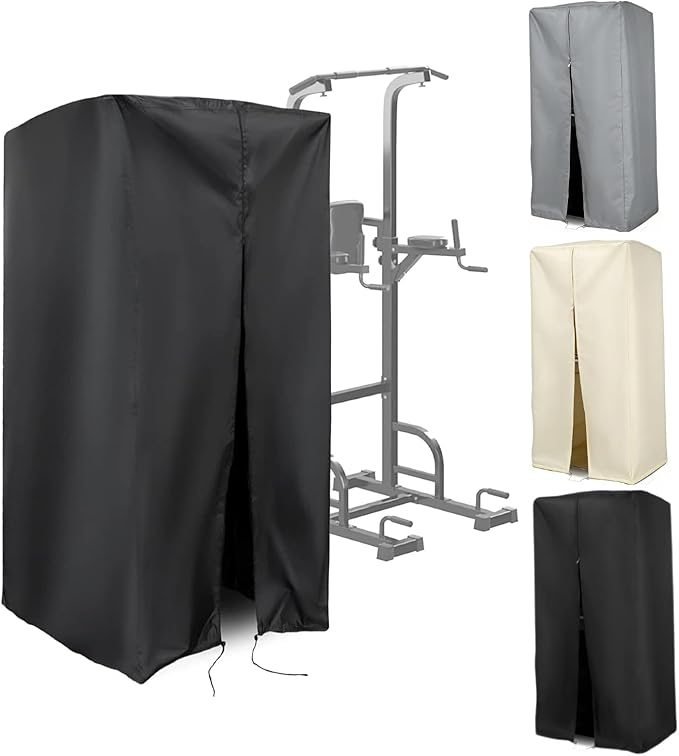 Custom Pull Up Bar Station Cover for Power Tower,Pullup Dip Station Cover | Waterproof Dustproof Heavy Duty Oxford Fabric(420/500/600D)-Customizable Size, Shape & Accessory (Black/Grey/Beige)