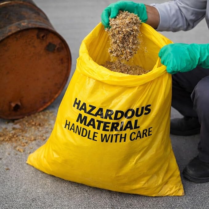 10-Gallon Hazardous Waste Bags (24 pack, Yellow) w/Twist Ties – 17” Wide x 30” Tall, 4 mil Thickness – Pack of 24! Made in the USA!