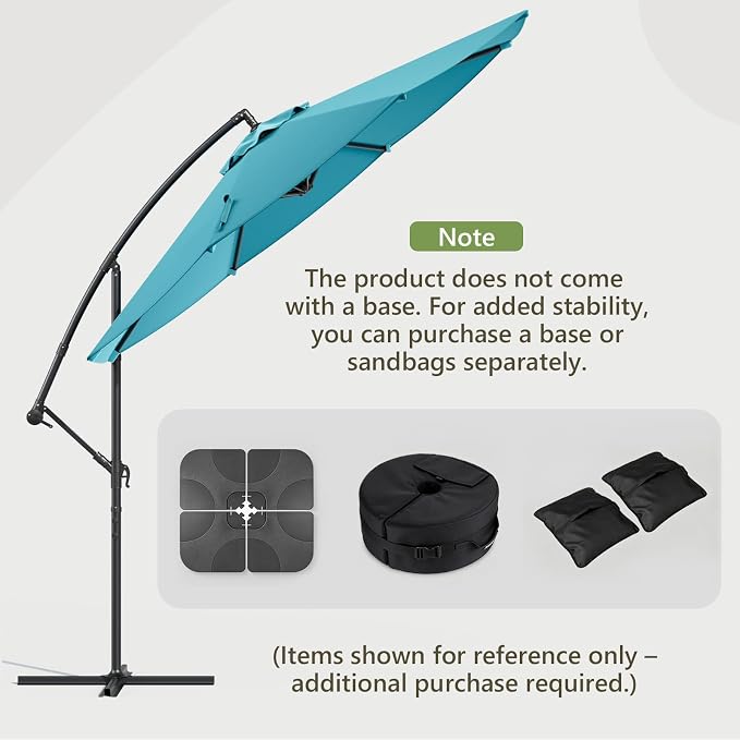 10FT Patio Umbrella, Cantilever Outdoor Umbrella with 360° Rotation & Tilt Adjustment, Offset Patio Umbrella with UV-Resistant Waterproof Canopy for Backyard, Pool, Garden