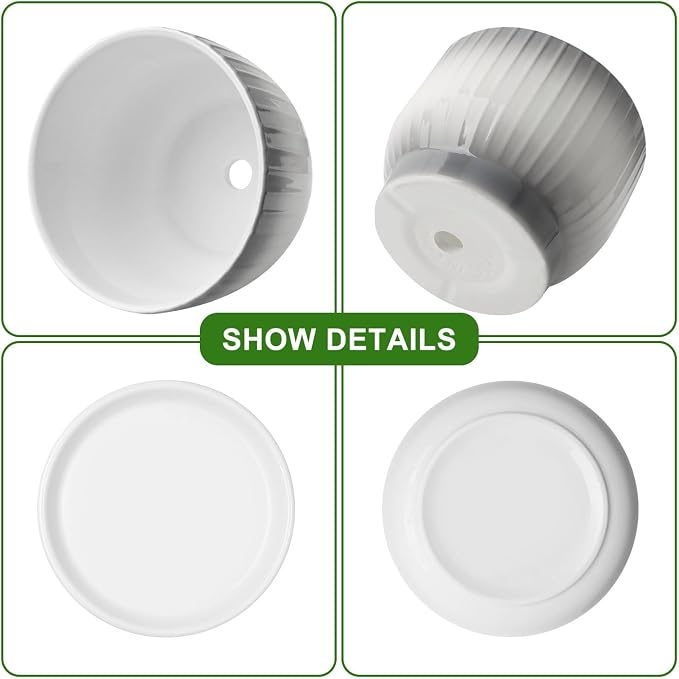 Ceramic Plant Pots,5.5 Inch,Set of 4,Planters with Drainage Hole and Saucer,Flower pots for Indoor Plants,Modern Design(Gray+White)