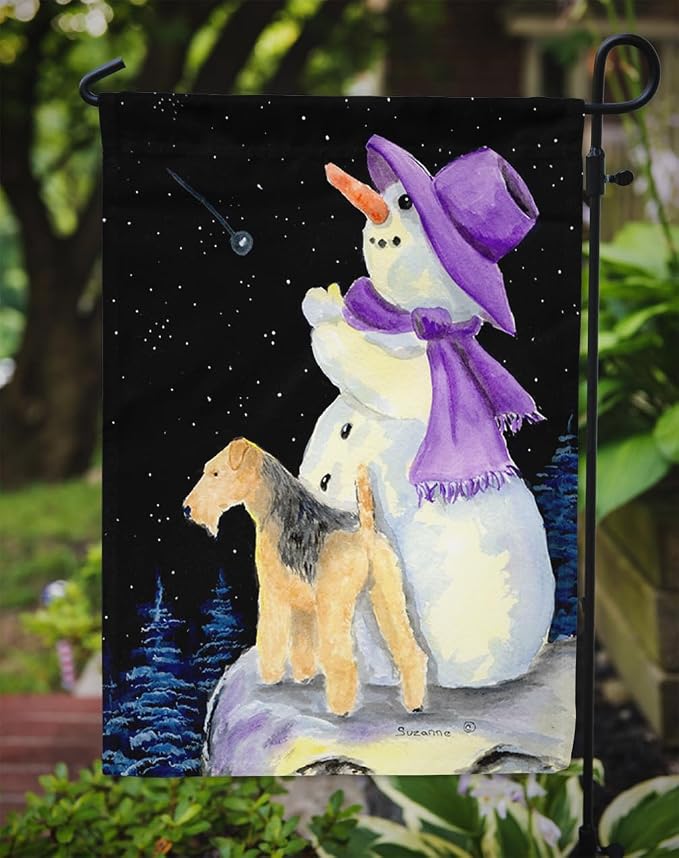 Caroline's Treasures SS8956GF Snowman with Lakeland Terrier Garden Flag Mailbox Flag Decorative Yard Flag Banner Outside Patio Artwork Yard Flower Beds, Garden Size, Multicolor