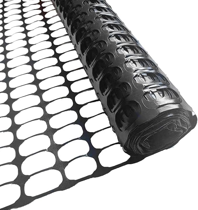 PotatoLife Plastic Mesh Fence Safety Fence, Extra Strength 4'x100' Roll with 100 Zip Ties, Resuable Temporary Netting for Garden Fencing, Construction, Snow Fencing, Animal Barrier, Poultry, Deer, Dog