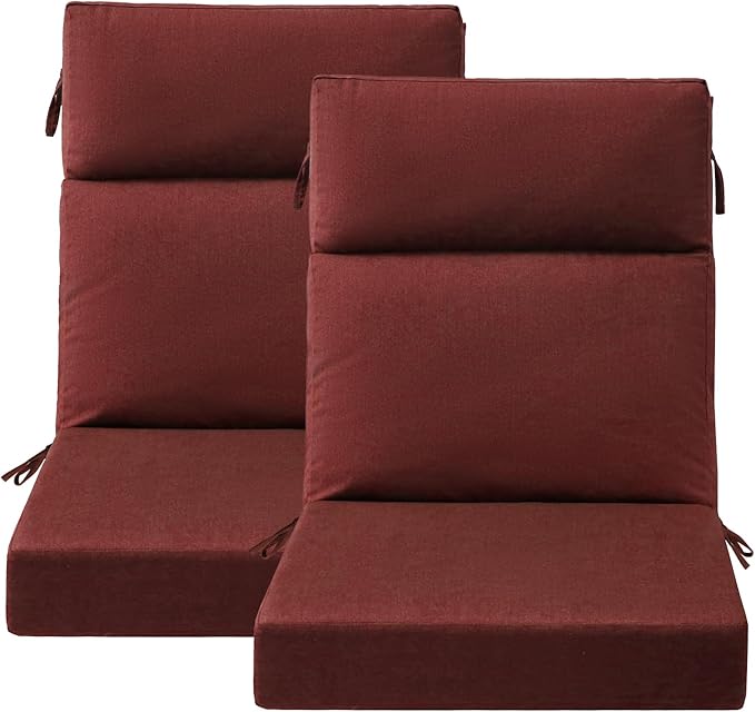 Unimatta Sunbrella Outdoor High Back Chair Cushion Seat Pads, 44 x 21 Inch Water-Repellent & Fade-Resistant Patio Furniture Cushions with Ties for Adirondack, Rocking Chairs, Spectrum Brick