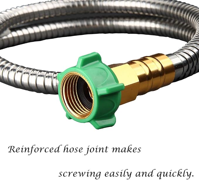 Beaulife New 304 Stainless Steel Metal Garden Hose with Nozzle-Flexible, Portable & Lightweight (1 foot)