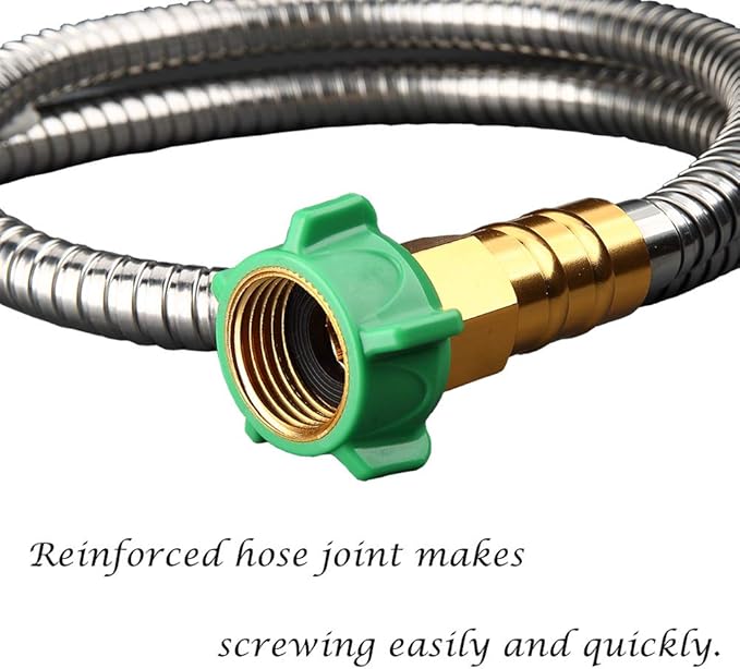 Beaulife 304 Stainless Steel Metal Garden Hose Connector 10 Feet Short Garden Water Hose Extension Extender, Drinking Water Hose Lead and BPA Free