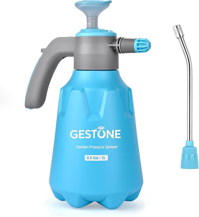 Garden Hand Pump Sprayer 1/2 Gallon - 68 Oz Leak-Proof Handheld Pressure Sprayer in Lawn and Garden, with Adjustable Nozzle, Extended Spray Rod & Safety Valve