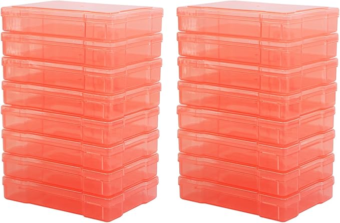 4" x 6" Photo Storage Case with Handle, 16 Inner Photo Organizer Keeper, Extra Large Storage Picture Boxes, Seed Storage, Transparent Craft Keeper (Orange)