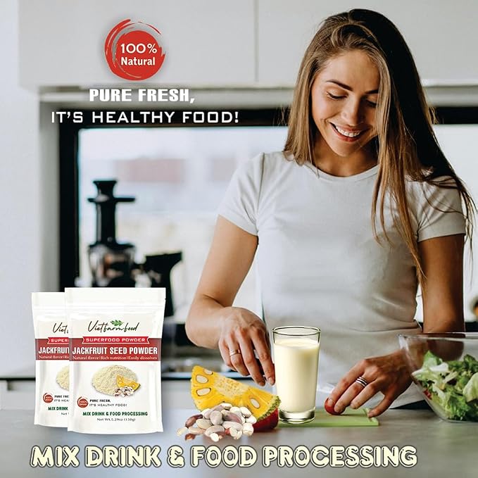 JACKFRUIT SEED POWDER 5.29 Oz (150g) VIETFARMFOOD: Pure freeze-dried fruit powder, made from real fruit with no added sugar - Perfect for daily nutrition to keep your body full of vitality.
