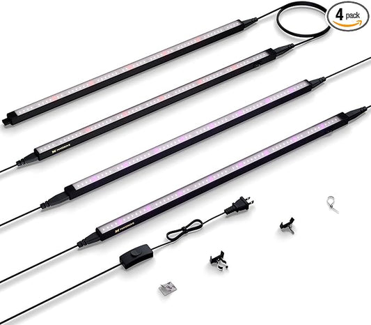 Maygrove Grow Lights for Indoor Plants, Tunable Spectrum 2FT LED Growing Lamp 28W (4 x 15W), T5 Grow Light Strip for Seed Starting, Vegetables, Linkable, Black, 4-Pack