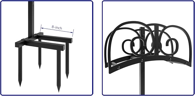 Upgraded Garden Hose Holder Stand with 4 Spikes - Heavy Duty Water Hose Reel, Hose Organizer, Holds 150ft Hose for Outside Yard Lawn, Black