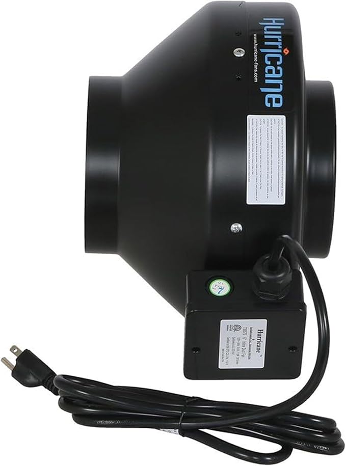 Hurricane Commercial Grade Inline Fan for Phresh & Black Ops Carbon Filters, Ideal-Air Ducting and Clamps and Titan Controls Ventilation Controllers