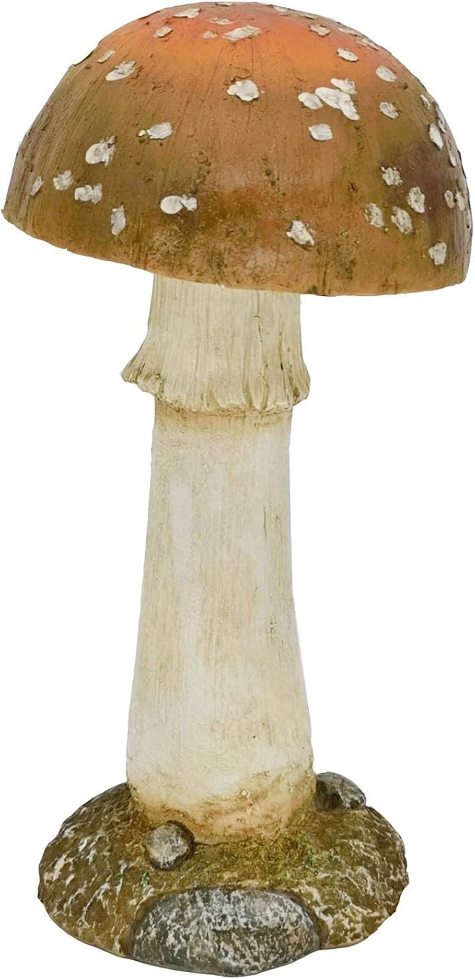 Mushroom Decor Outdoor Garden Statue - Garden Gnome's Favorite Garden Decoration Patio Decor (11.8", Brown)
