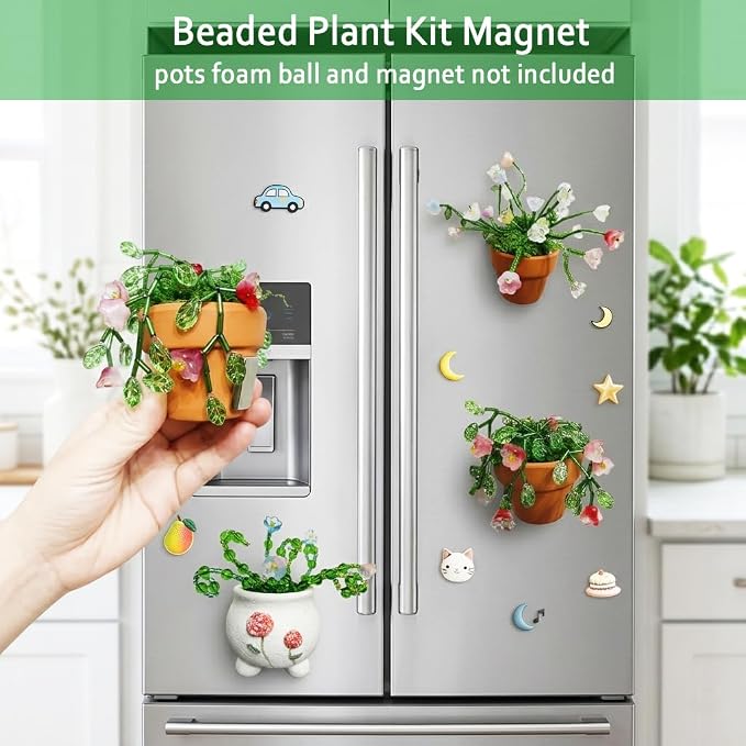 Green Glass Beads Beaded Plant Kit, 5880pcs DIY Leaf Flower Beads for Plant DIY Crafts and Jewelry Making Hanging Suncatchers Crystal Forever Plants with Tutorials Garden Decor Gifts for Adults