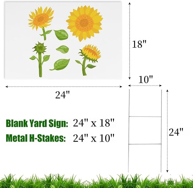 Newflager 10 Pack 18 x 24 Inches Large White Corrugated Plastic Yard Sign with Metal Stakes for Birthday, Real Estate Garage Sale Signs, Rent, Guidepost Decorations
