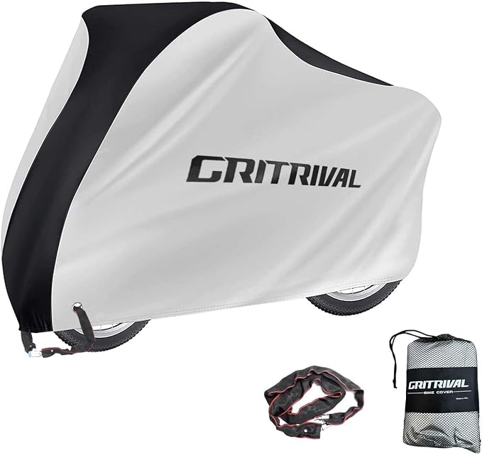 Bike Covers Outdoor Storage Waterproof. It Comes in 3 Colors and 2 Sizes. The Bike Cover is Equipped With a Bike Chain Lock