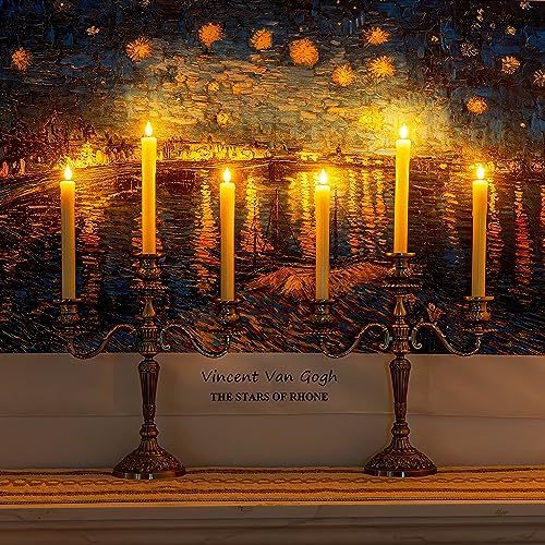 Homemory 12 Pcs Real Wax Flameless Taper Candles with Remote Timer and Dimmer, Battery Operated Candlesticks with Flickering Light, Ivory Window Candles, 9.6 Inches for Wedding Home Decor - Image 5