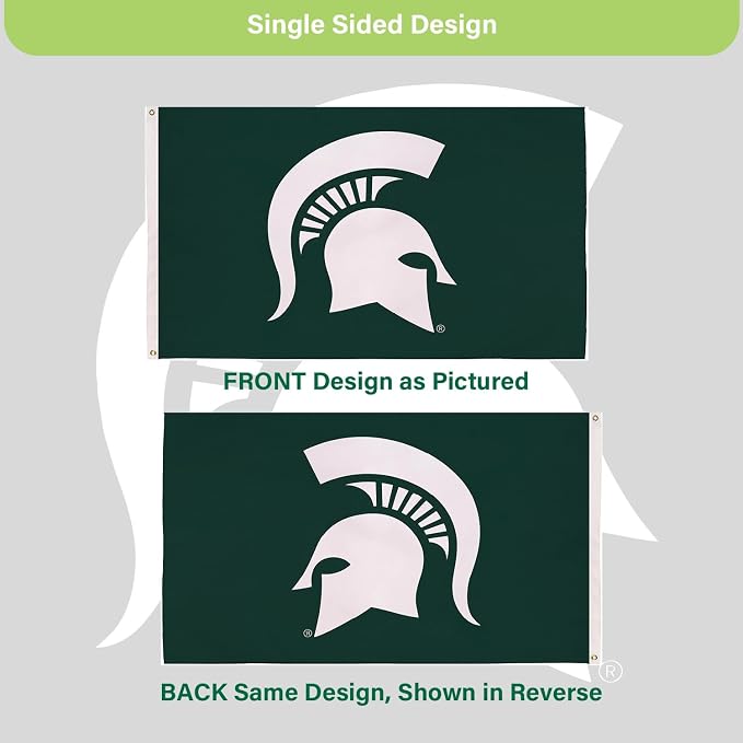 NCAA Michigan State University Flag with Grommets, 3'x5' MSU Spartans Outdoor College Flags & Banners for Garden Patio Indoor Wall Décor