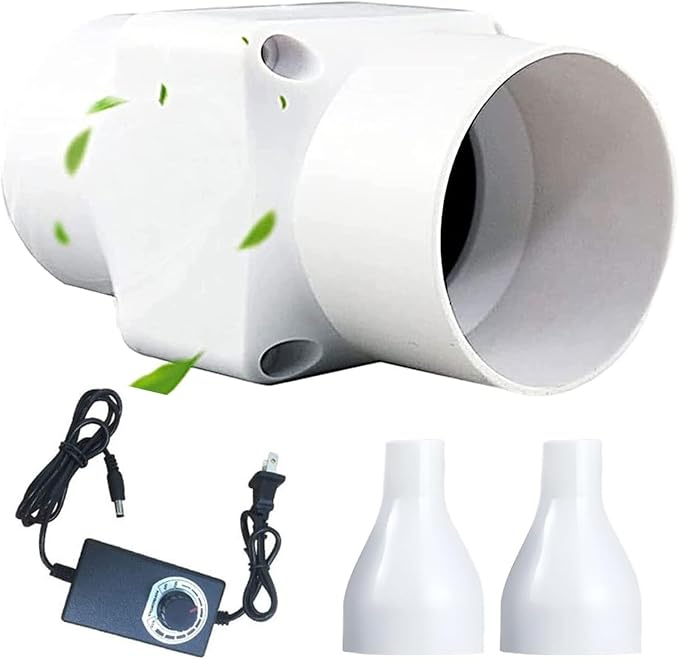 2 Inch Inline Duct Fan Variable Speed Air Circulator Quiet with 50mm to 32mm Interface for Home Office Cabinet Pet Cage Ventilation(50 mm to 20 mm,Speed Governor)