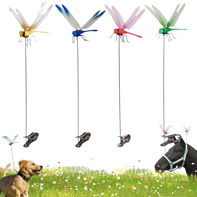 3D Dragon Fly Clip, Dragon Fly Clips for Bugs - Double Reinforced Wings/Upgraded Strong Clip, PVC Waterproof Wings Never Fade, 1:1 Realistic Fake Dragonfly Clips to Keep Bugs Away (4 PCS)