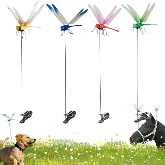 3D Dragon Fly Clip, Dragon Fly Clips for Bugs - Double Reinforced Wings/Upgraded Strong Clip, PVC Waterproof Wings Never Fade, 1:1 Realistic Fake Dragonfly Clips to Keep Bugs Away (4 PCS)