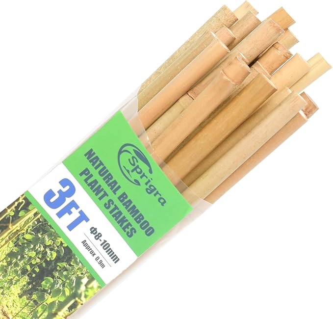 Bamboo Stakes 3FT 30pcs, 36 inch Garden Stakes Multi-Purpose, Bamboo Plant Support Stakes for Tomatoes, Beans, Peppers, Flowers, Potted, Maintain the Plant Posture, Strengthen and Stem