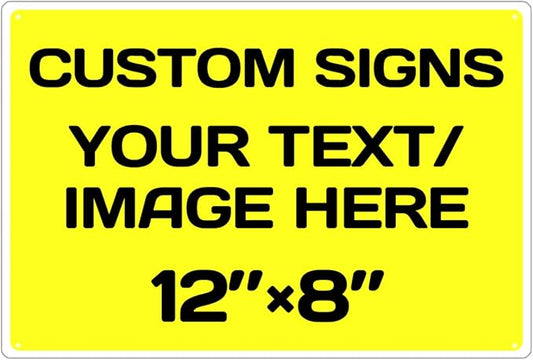 Personalized Aluminum Metal Signs - Weatherproof, Custom Text & Picture, Multiple Sizes, Ideal for Hazards, Gardens, Doors & Businesses