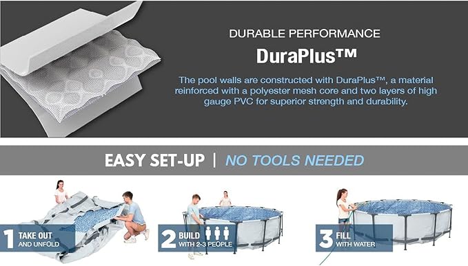 Bestway Steel Pro MAX 12' x 30" Above Ground Pool Set with Filter Pump | Metal Frame Pool, Corrosion-Resistant Steel, Puncture-Resistant Liner, Filter Pump, No-Tool Setup, Quick-Click Connectors
