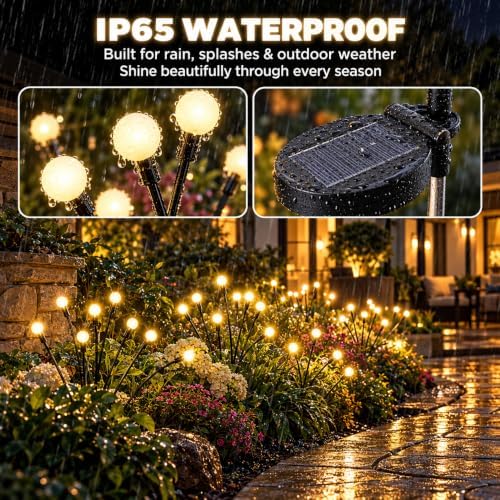 4 Pack Solar Garden Lights, 32 LED Firely Lights Outdoor - Image 3