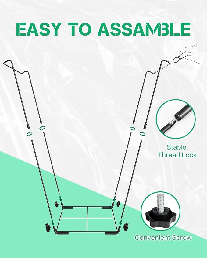 Outdoor Metal Leaf Bag Holder Stand, Fits 30-45 Gal Garbage Bags, Portable | Yard waste bag holder, Garden trash bag frame, Freestanding leaf bag stand, Camping garbage can, Disposable bag holder