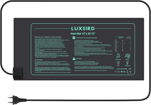 LUXBIRD Durable Waterproof Seedling Heating Mat 10”x 20.75” Warm Hydroponic Heating Pad for Indoor Plants Germination, IP67, MET Standard, LB-HM21W