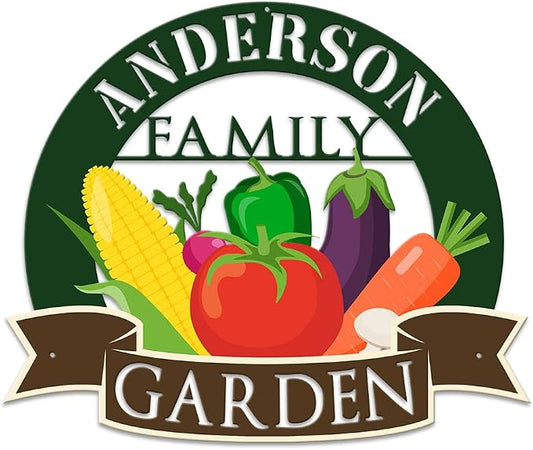 MeMate Vegetable Garden Sign, Personalized Metal Signs, Garden Sign to Personalize, Customized Name Wall Art for Garden Outdoor Decor, Outdoor Plaque Large Sign for Potting Shed, She Shed