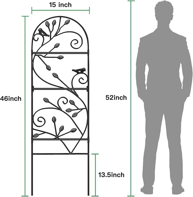 AMAGABELI 2 Pack Garden Trellis for Climbing Plants Outdoor Trellis 46" x 15" Climbing Rose Trellis Metal Trellis for Vines Flower Patio for Grape Cucumber Clematis Decorative Trellis Black