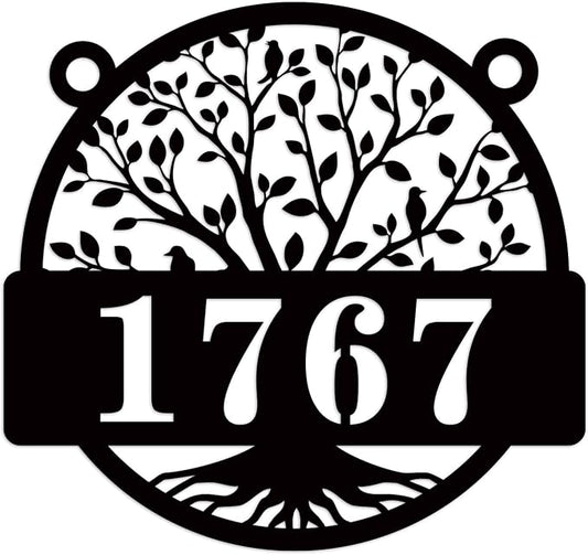 Custom Metal House Sign,Metal House Street Number Sign, Custom House Number Garden Flag, Hanging Lamp Post Address Plaque with House Number, Metal Address Sign for Yard, Hanging Mailbox Numbers Plaque