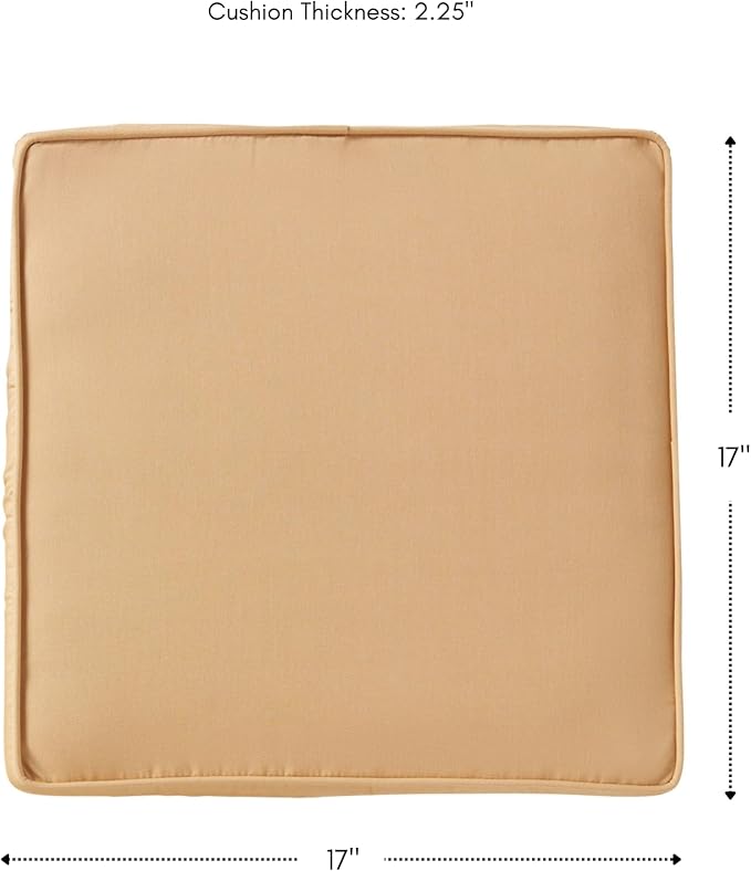 Sunbrella 17 in. Square Outdoor Corded Chair Pad, Canvas Wheat