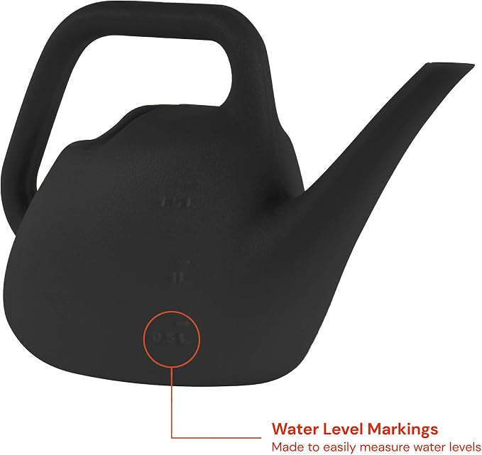 Bloem 1.5 L (0.4 Gallon) Resin Indoor/Outdoor Watering Can in Black, Small Watering Can for Small Space Use