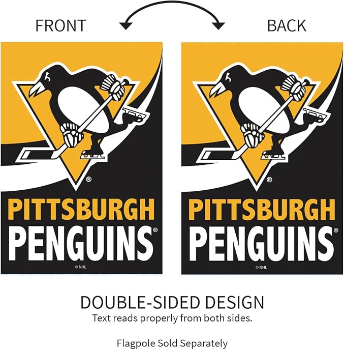 Team Sports America NHL Pittsburgh Penguins House Flag, 28 x 44, Double Sided Garden Flags for Outside, Outdoor Flags & Banners for Gardens Patio, Indoor Wall Decor Flag for Room