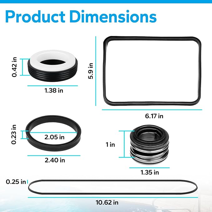 SPX1600TRA Super Pump Seal Kit Replacement for Hayward Pool Pump Go Kit 3 | Pool Pump Gasket Seal O-Ring Repair Kit fits for Hayward Parts SP1600, SP2600 in Regular, X, VSP Models